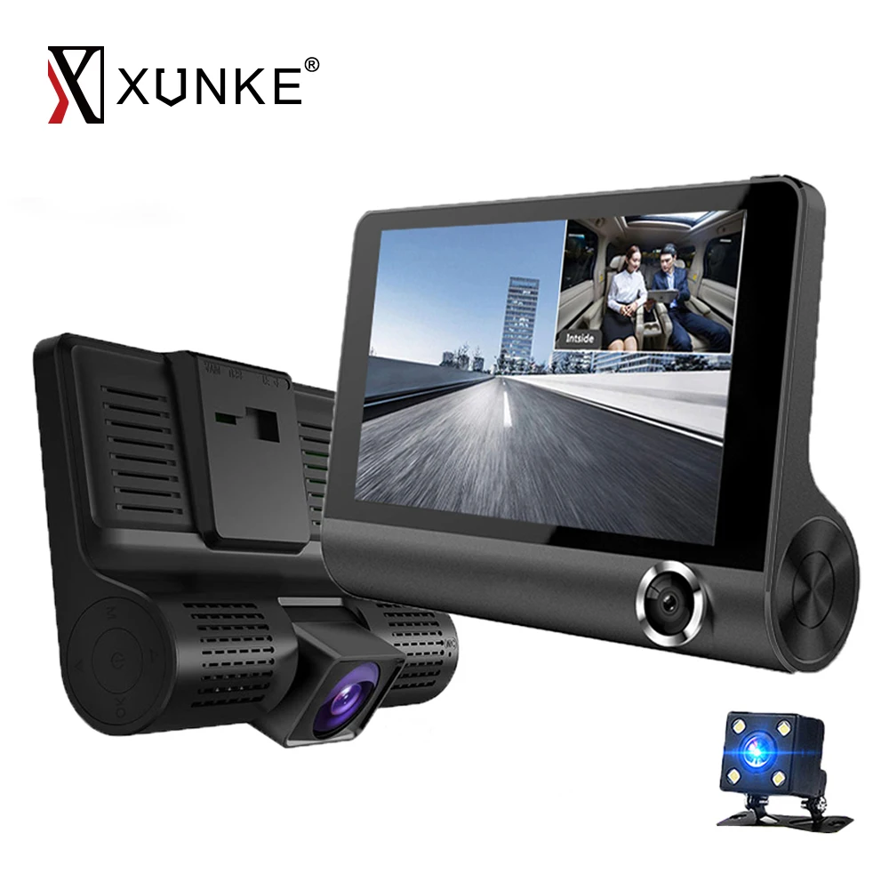 TOP Quality Car Vehicle DVR Dash Cam HD 1080P LCD Camcorder Vehicle Safeguard Cam Night Vision Recorder three Lens Dash Cam
