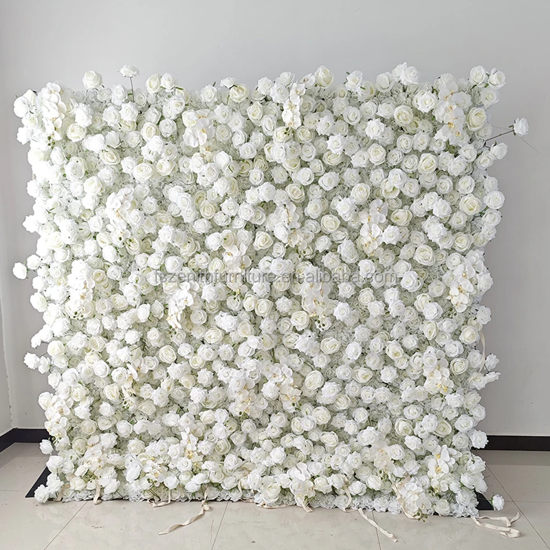 White Flower Wall Panel Backdrop Wedding Decor Artificial 5d Flower Wall Background
