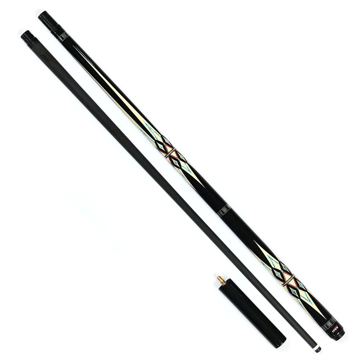 Xikuno high quality YFen 1/2-pc carbon fiber shaft ebony butt pool cue with extension
