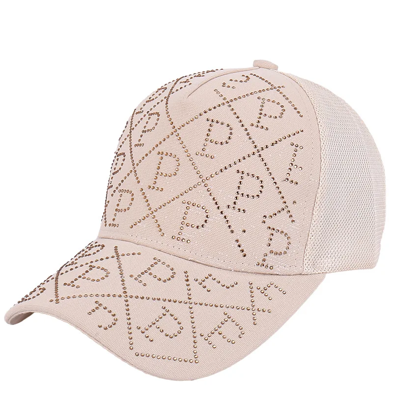 Wholesale Rhinestone Glitter Baseball Caps Women Cotton Outdoor Breathable Mesh With Diamond Adjustable Glitter Cap Hat