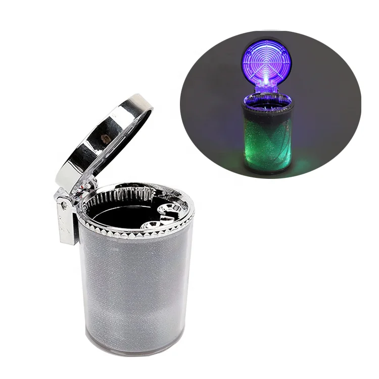 Wholesale Design Luminous Colorful LED Light Cigarette Ashtray Container Smoke Cup Holder Storage Outdoor Ashtray With Lid