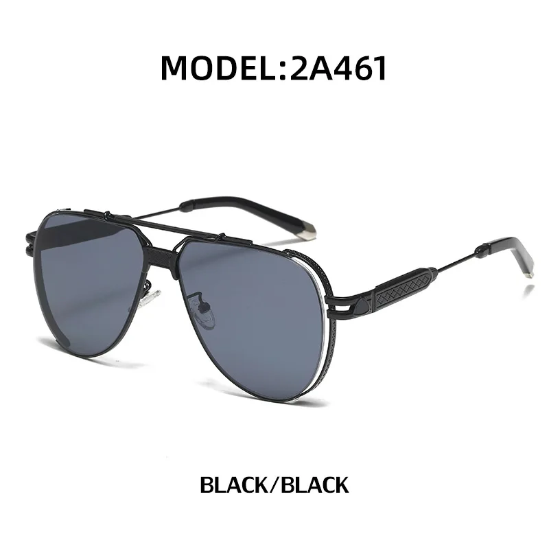 Wholesale Men Sun Glasses New Fashion Oversized Frame Double Bridge Punk Metal Shades Sunglasses