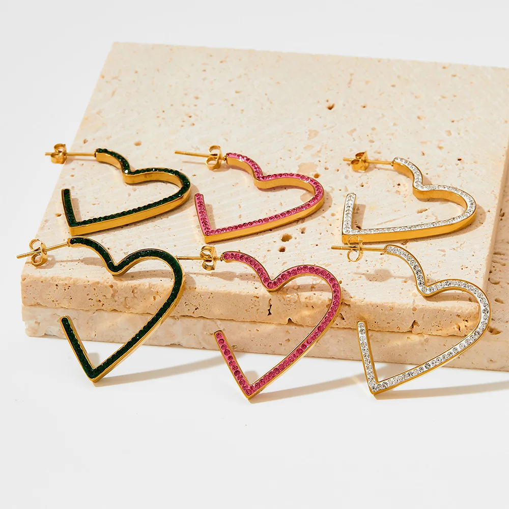 Gold Simple Fashion Jewelry Women Pendant Necklace and Stud Earrings Stainless Steel Jewelry Set