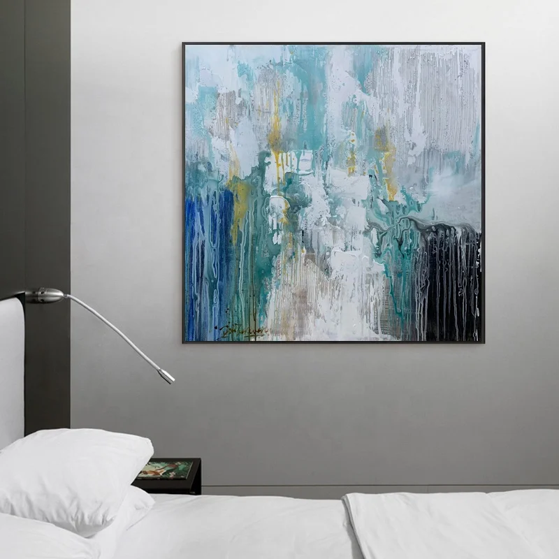 Wall Art Decoration Abstract Green Black and White Canvas Painting Hand Made Oil Painting Canvas Art