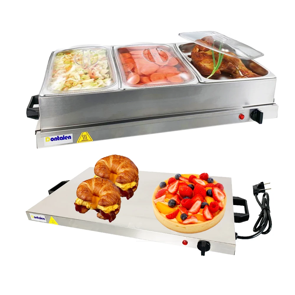 Portable Electric Food Warming Tray Stainless Steel Electric Food Warmer Food Server Buffet Set For Home Use Big Large Capacity