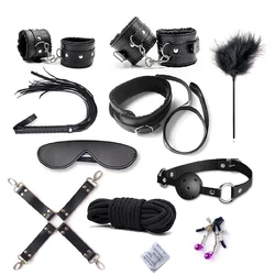 BDSM Bondage Restraint Set Sex Handcuffs Whip Anal Beads Butt Plug Anal Plug Bullet Vibrator Sex Toys for Woman Adult S&M Fetish