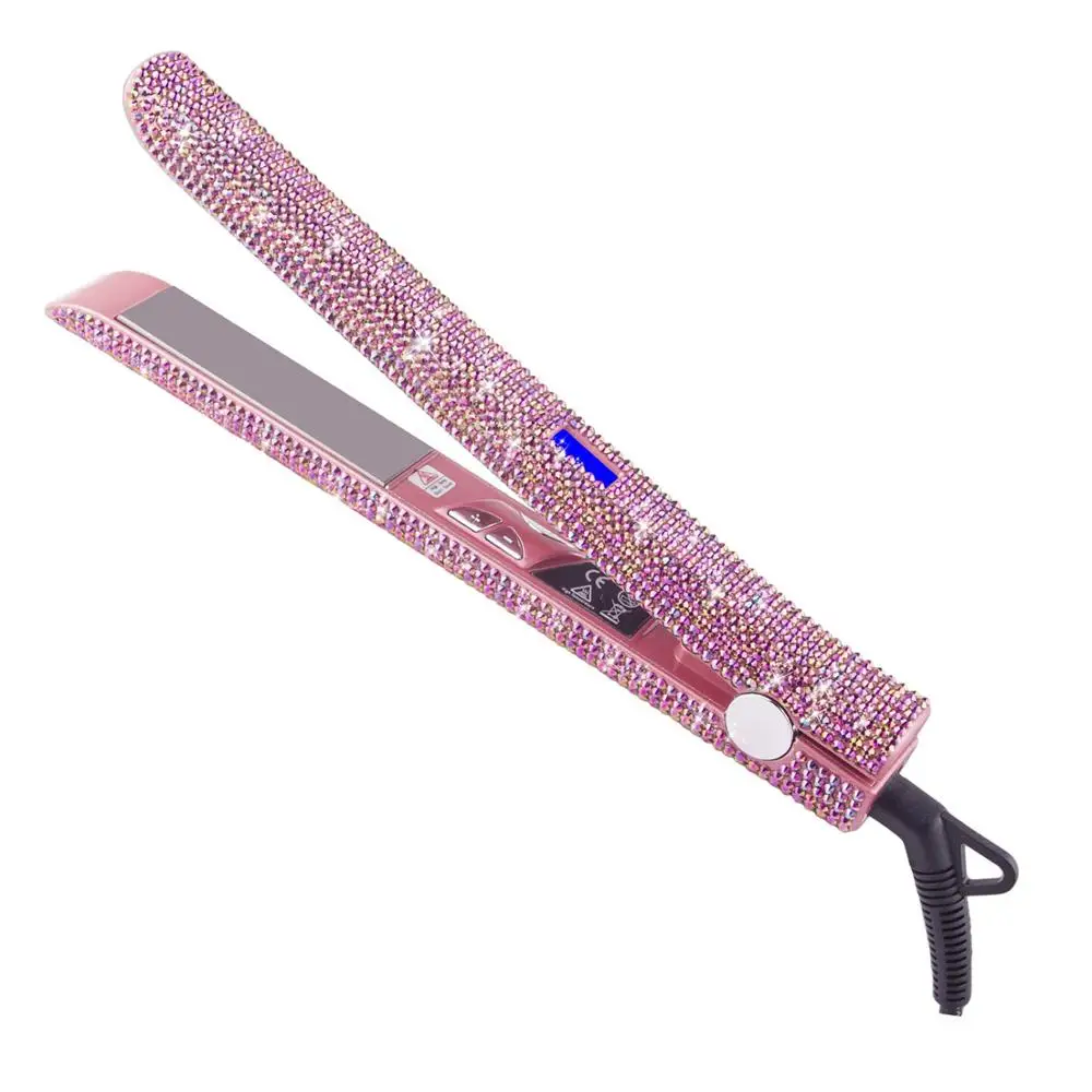 Diamond Bling Titanium Flat Iron Straightening Irons Salon High Heat 470 Degrees irons Hair Straightener