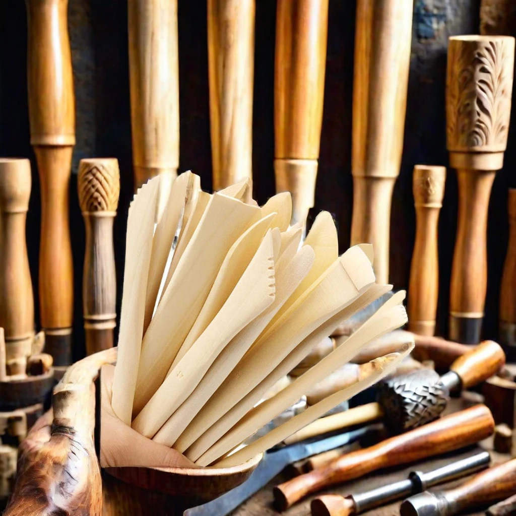 Soft Clay DIY Handmade Carving Knife Set Pottery Tool with Wooden Handle for Ceramics Modeling & Graving Chisels & Punches