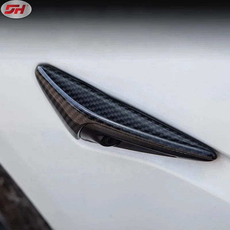 factory price 2 pcs dry carbon paste fender camera trim for Tesla model 3 2020-up