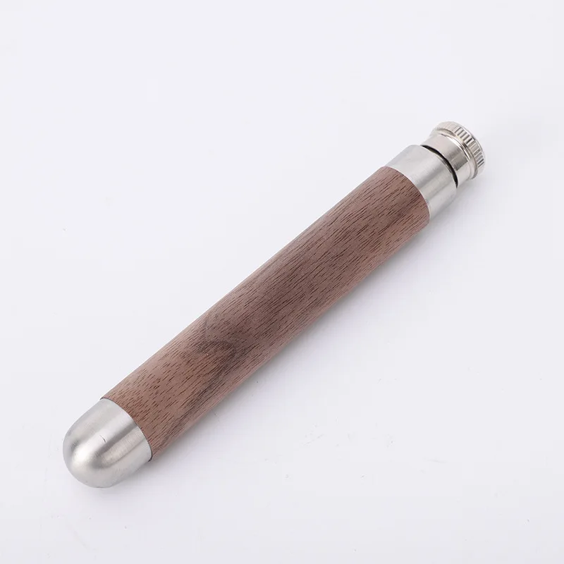Wholesale tubular round bottom stainless steel flachmann wood grain bamboo grain hip flask