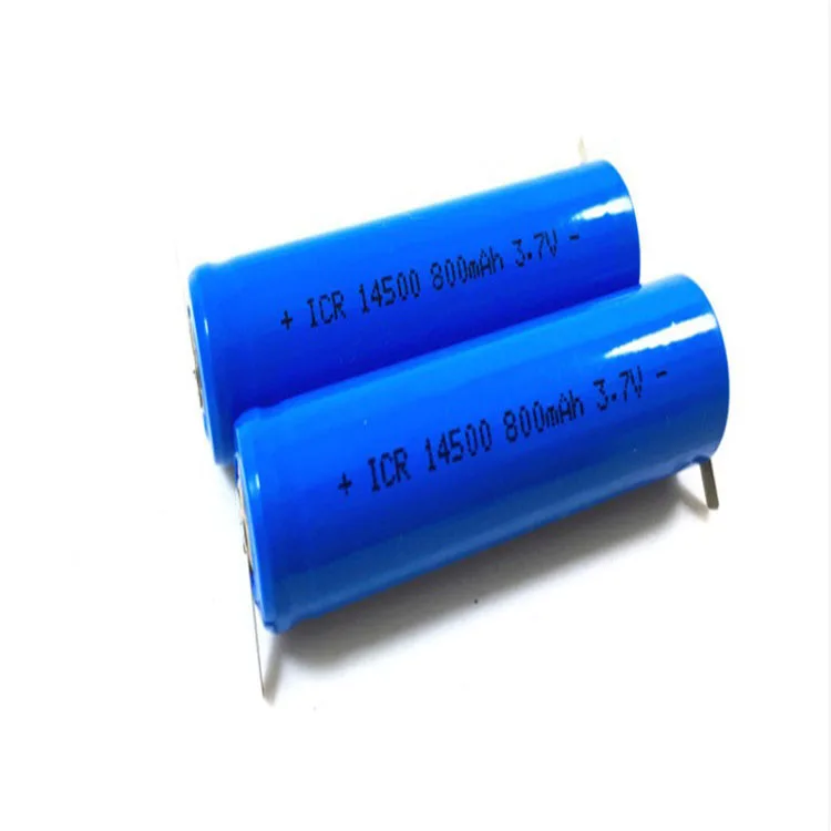 China 3.7v ICR14500 li-ion rechargeable battery 14500 800mah with solder tabs for portable speaker  led emergency bulb light