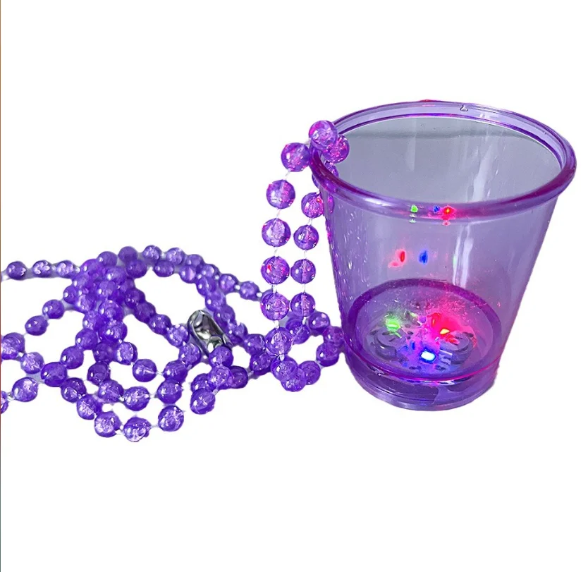 Led Shot Glass on Necklace Glow in The Dark Cup Bachelorette Birthday Light up Cups Team Bride Groom Supplies Party Decor