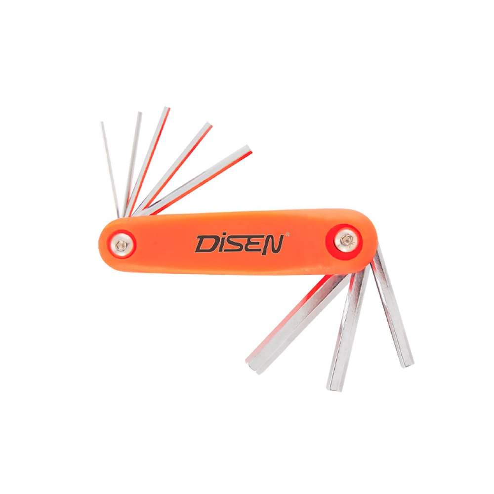 Rubber handle fold-up pocket adjustable folding allen key wrench set