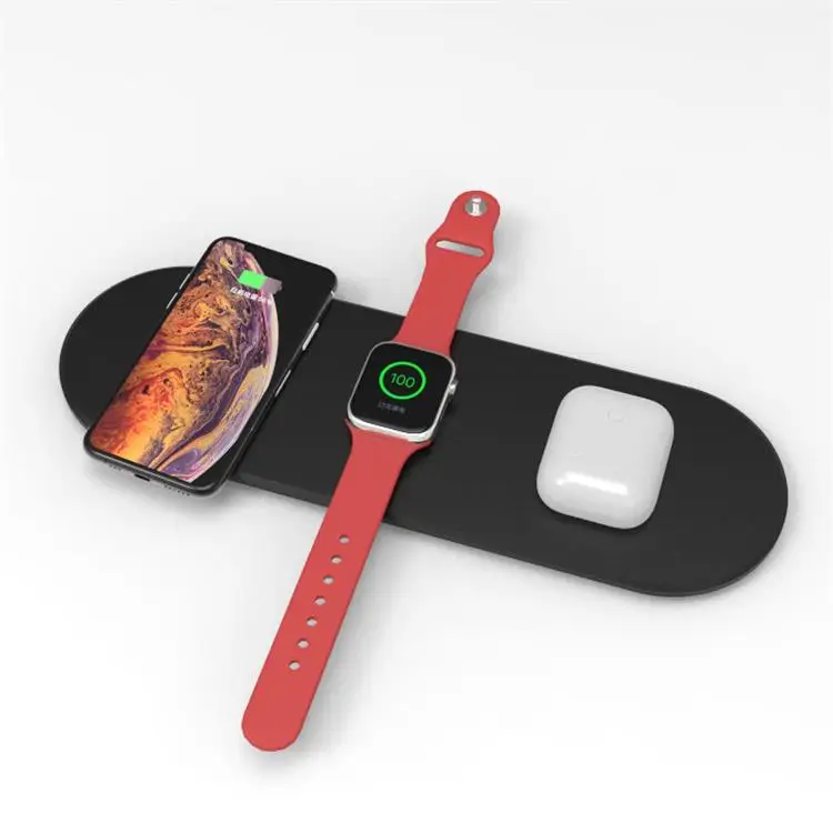 Portable Fast 15w 3 in 1 Mobile Phone Wireless Chargers Station for Apple Iphone Iwatch Airpods Charging Station