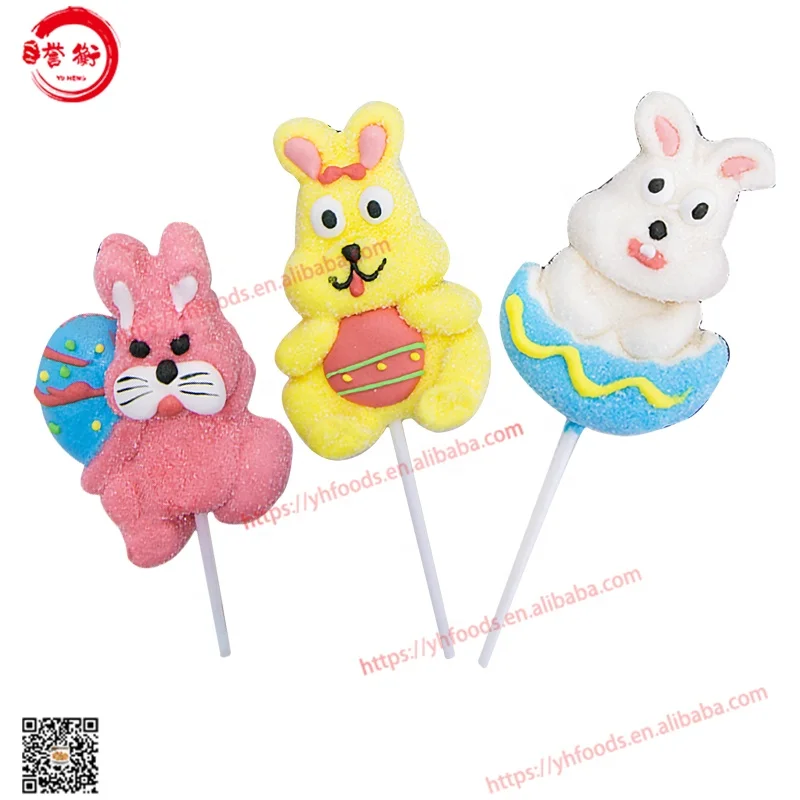 HALAL Rabbit egg shape marshmallow lollipop sweets cotton candy for Easter