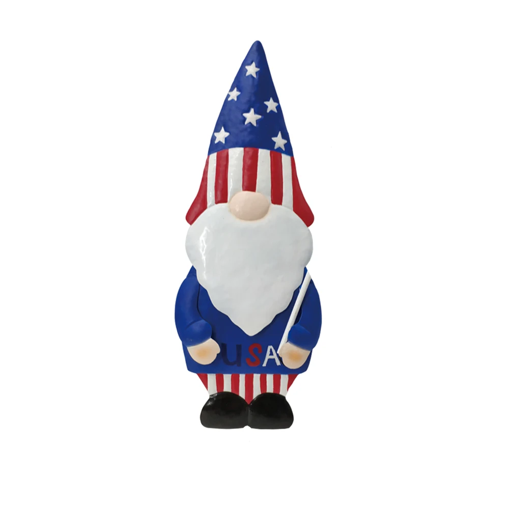 Garden Ornaments Iron Wire Metal Snowman Garden Stakes No Face American flag Doll Ornament outdoor decoration Rusty Metal Dwarf