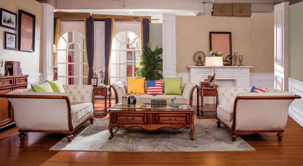 Factory Price Classic Style Solid Wood Living Room Chairs Living Room Cabinets Living Room Sofa Set GY23