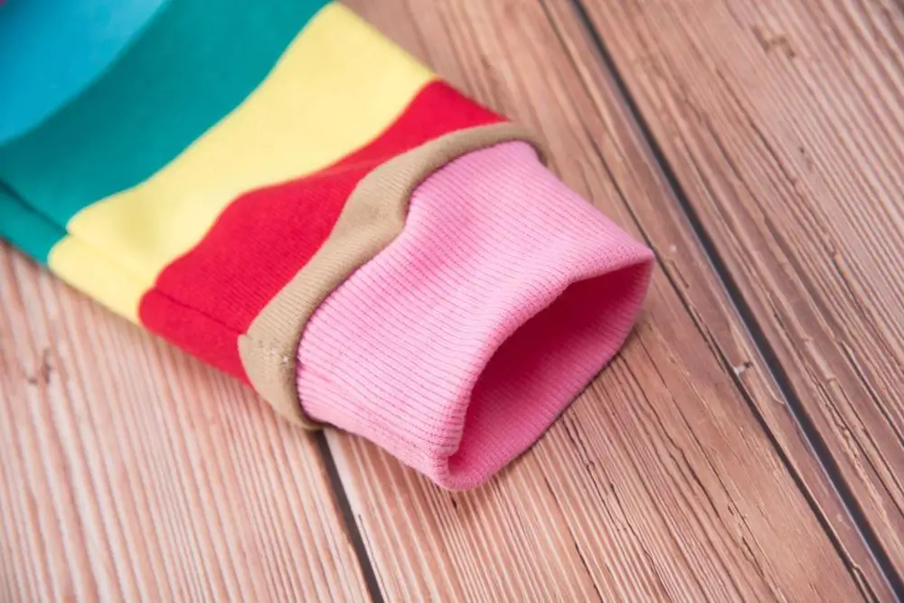 Hao Baby 2022 Autumn New Children Clothing Beautiful Girls Dress  Baby Rainbow Stitching Sweater Skirt College Wind Dress