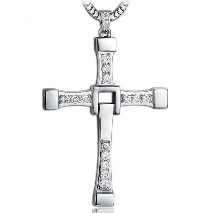 Custom fashion jewelry 925 sterling silver fast and the furious cross pendant necklace