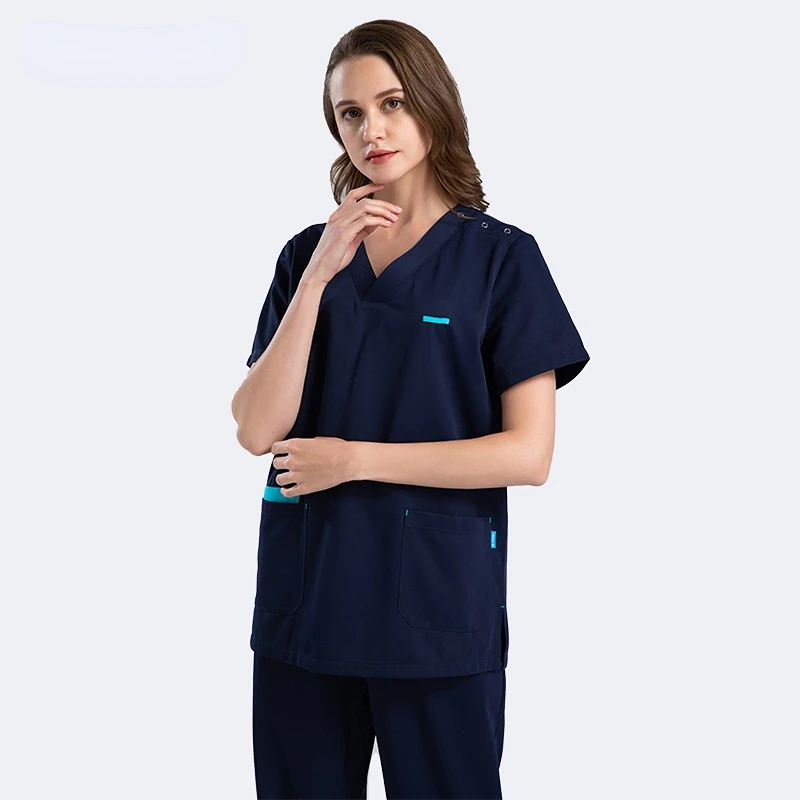 Modern Athletic V-neck Scrub Top & Pants Jogger Spandex Nursing Medical Scrubs Uniforms Sets For Women