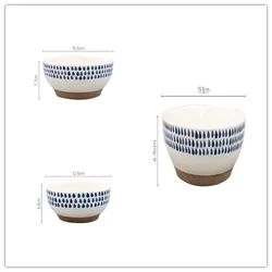 Japanese Nordic style blue raindrop household rice bowl, creative tableware hand-coloured noodle bowl