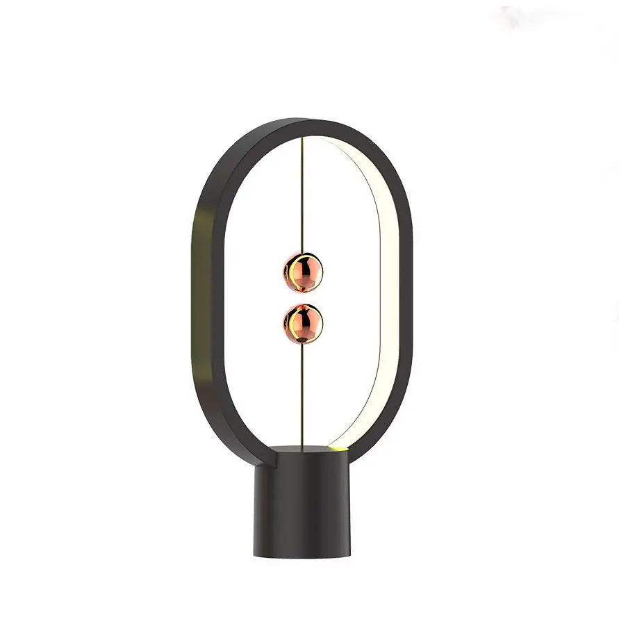 LED Mini Desk Lamp Office Standard Mini Desktop Bedroom Oval Magnetic Air Switch Dual Floating Warm Night Light Touch Control