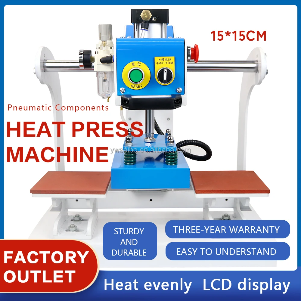 Double station fabric printing machine Pneumatic Sleeve Ironing 3D embossing hot stamping machine for T-shirts heat press