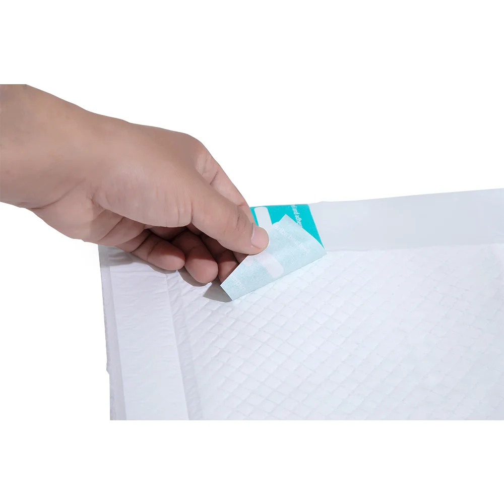 ISO Certified Urine Absorbent Surgical PE Film Linen Saver Winged Incontinence Underpads with Adhesive Strip