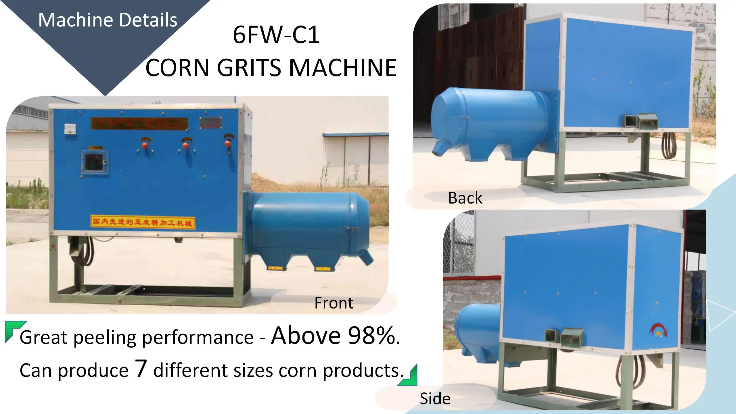 Small investment maize  peeling and milling  corn making semolina and grits machine