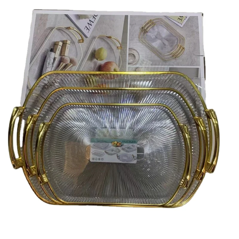3-in-1 Thickened fruit tray tea tray plastic PET storage plate multifunctional household tray set