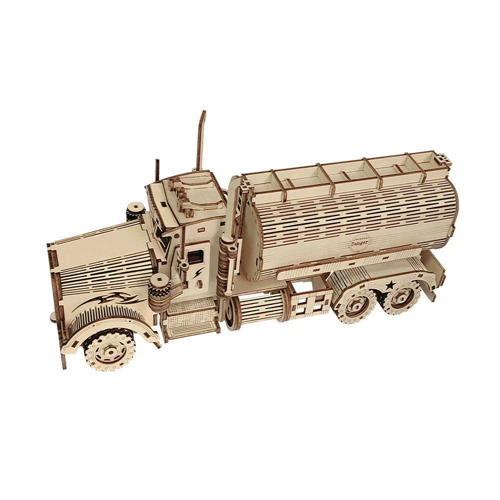 Factory Direct Sales Customization Wooden Fuel Tank Car 3d Wood Puzzle Toys Assembly Handmade Car Model