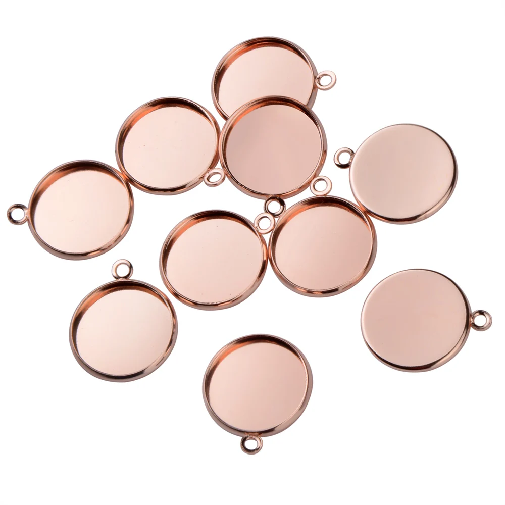 Chanfar 100PCS/Bag 10 12 14 16 18 20 25mm Blank Cabochon Base Pendant Bezel Tray for Jewelry Accessories
