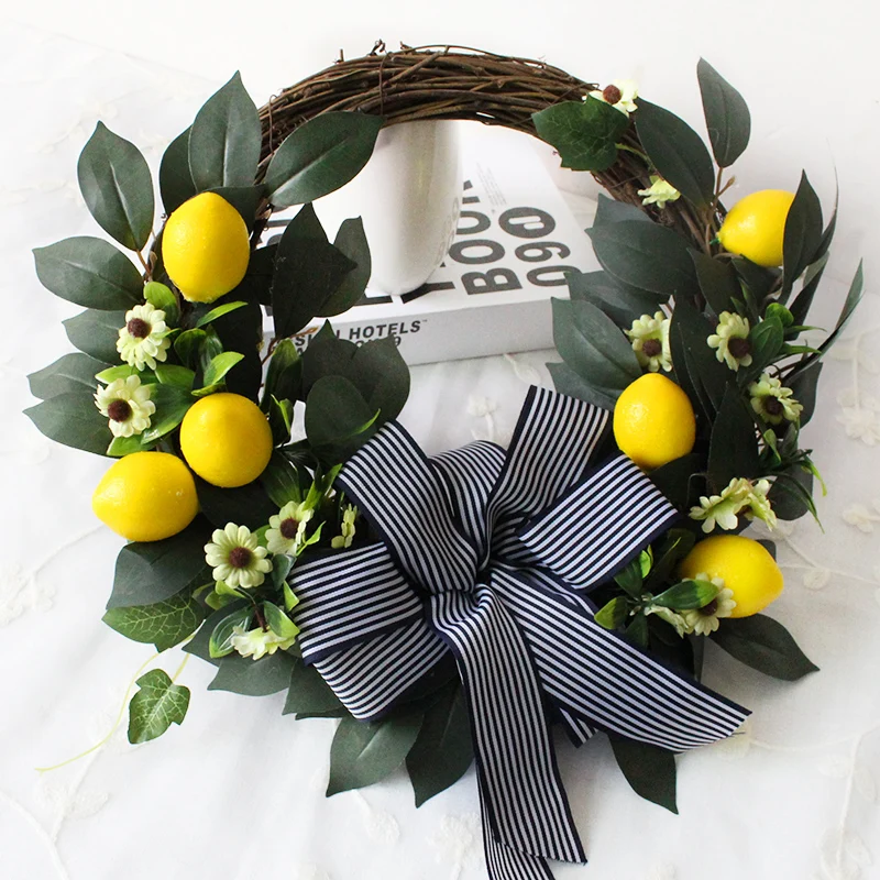 Новинка 2022, креативные счастливые висячие украшения на Рождество и Хэллоуин с лимоном, украшенные весенним венком