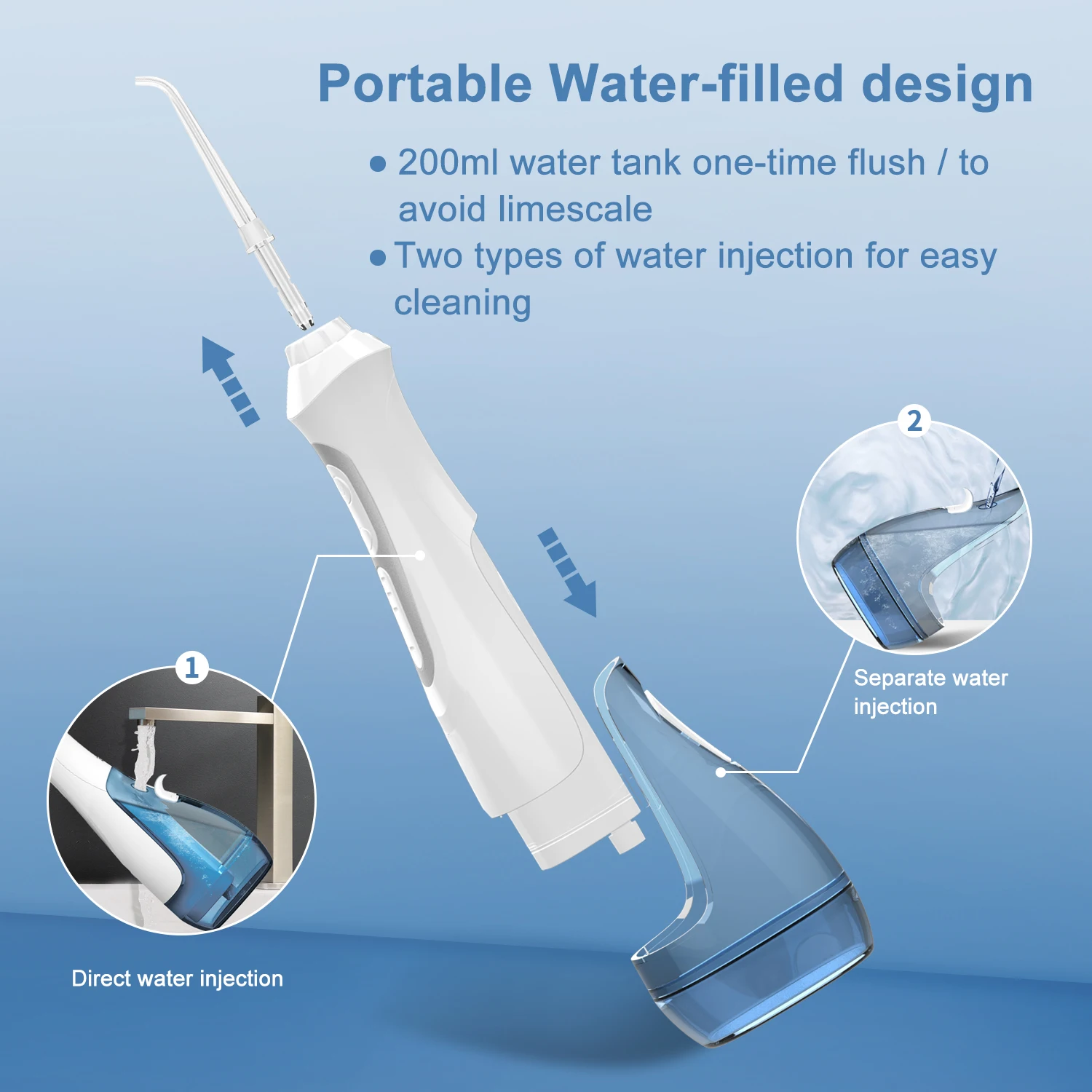 SEAGO Wholesale SG833 Portable Cordless 5 Jet Tips Electric Oral Irrigator Water