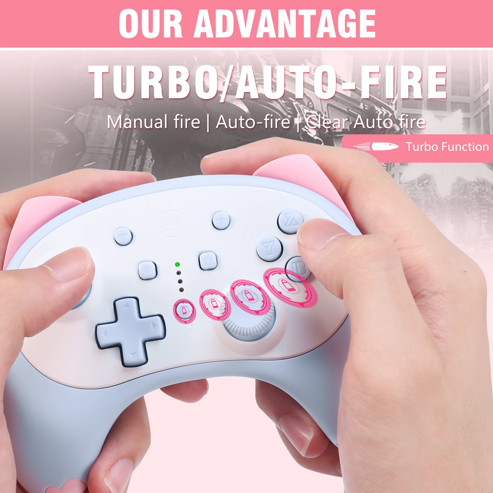 IINE Cat Controller for Nintendo Switch/Lite/OLED Cat Controller,With 3.5mm Headset Jacked Auto fire Moto Vibration