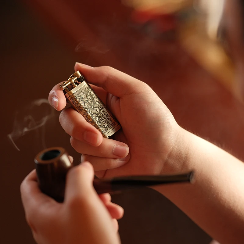 JIFENG JF-TZ-9  classic luxury wood brass tobacco pipe accessories set ashtray, pipe holder with lighter and tamper tools