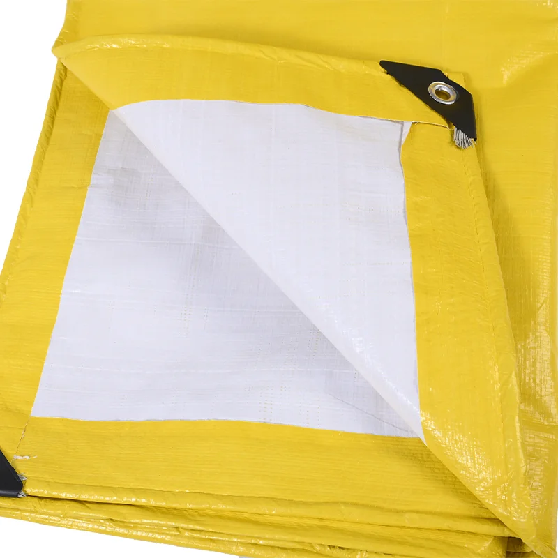 Yellow And White Laminated Pe Coated Tarpaulin Popular Hot Sale Customized Design Cover Waterproof