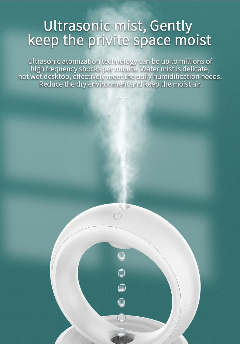 Home appliances table led lamp 680ml aromatherapy ultrasonic essential oil diffuser cool mist levitating anti gravity humidifier