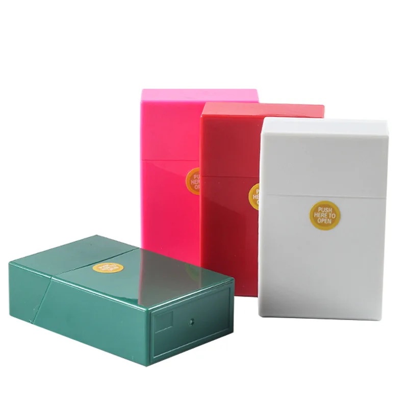 New 20 Packs of Portable Moisture Proof Custom Cigarette Case External Push Type Flip Top Plastic