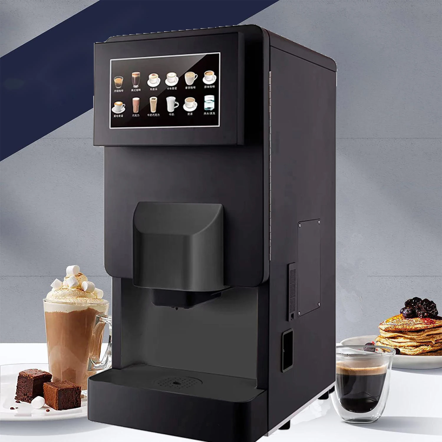 New Design 3/4 Powder Tanks Automatic Vending Coffee Machine External Water Commercial Ground Bean Taste Coffee Machine