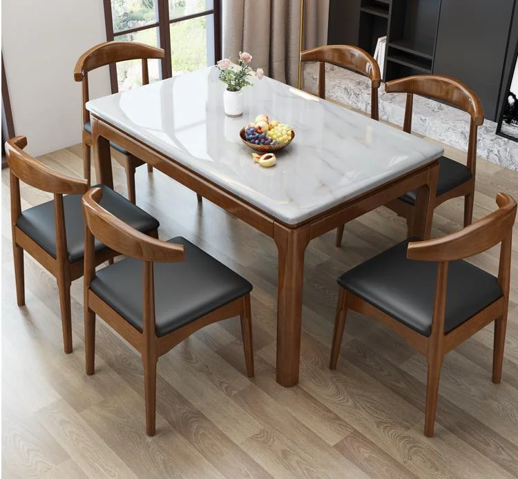 Luxury Italian wooden dinner dining table and chairs 6 seater dinning chairs modern marble dining room furniture table set