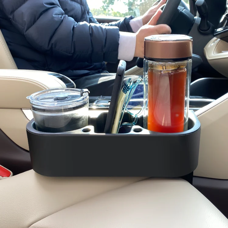 Car Interior Accessories With Cup Holder Car Seat Gap Filler Storage Box Organizer Cell Phone Drink Cup Holder