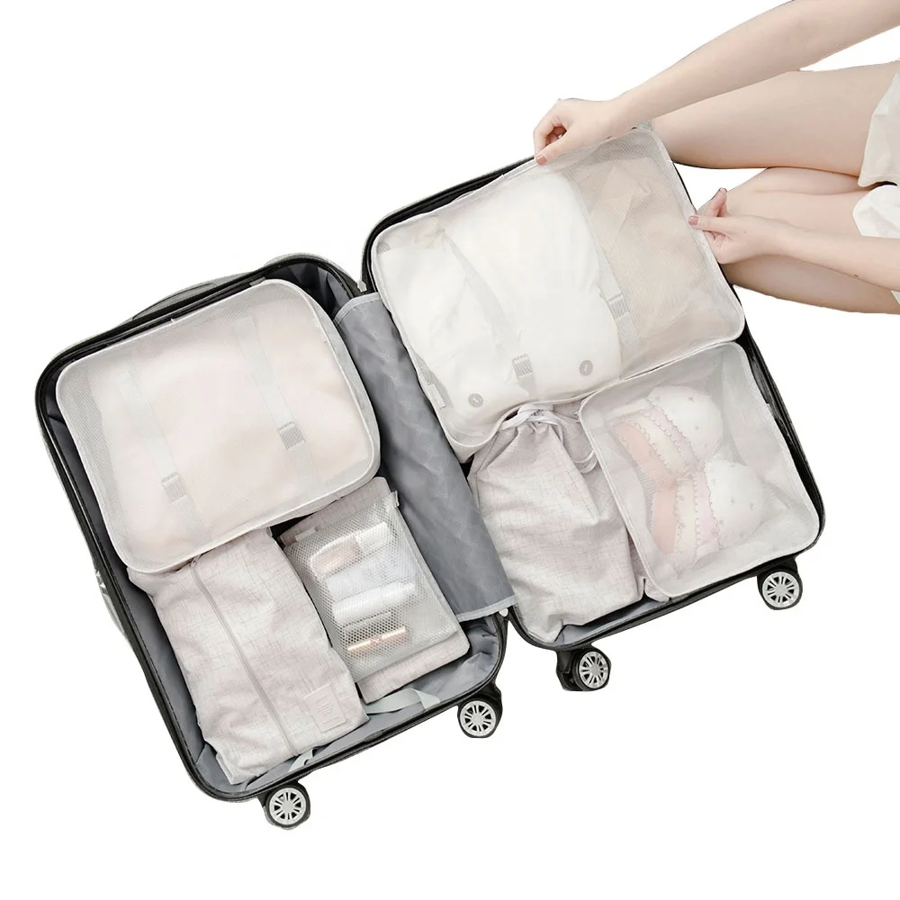 Wholesale 7 Pieces Waterproof Luggage Travel Storage Bag Organizer Packing Cube Set
