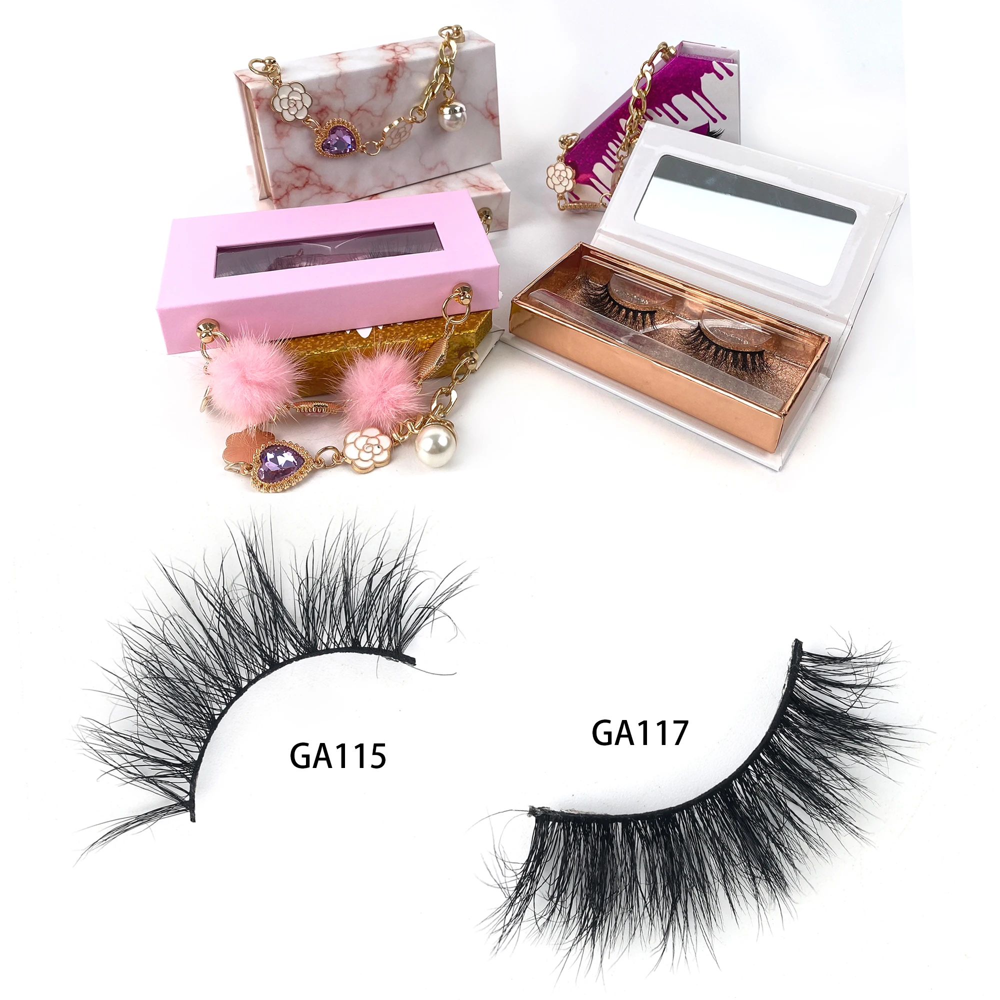 Glueless 8-18mm fibre lashes with customized packaging 3d lashes private label faux false mink eyelash