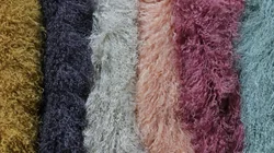 Custom Beige Real Fur Long Curly Pile Mongolia Sheep Fur Fabric 60x120cm Tibetan Lambskin Fur Plate