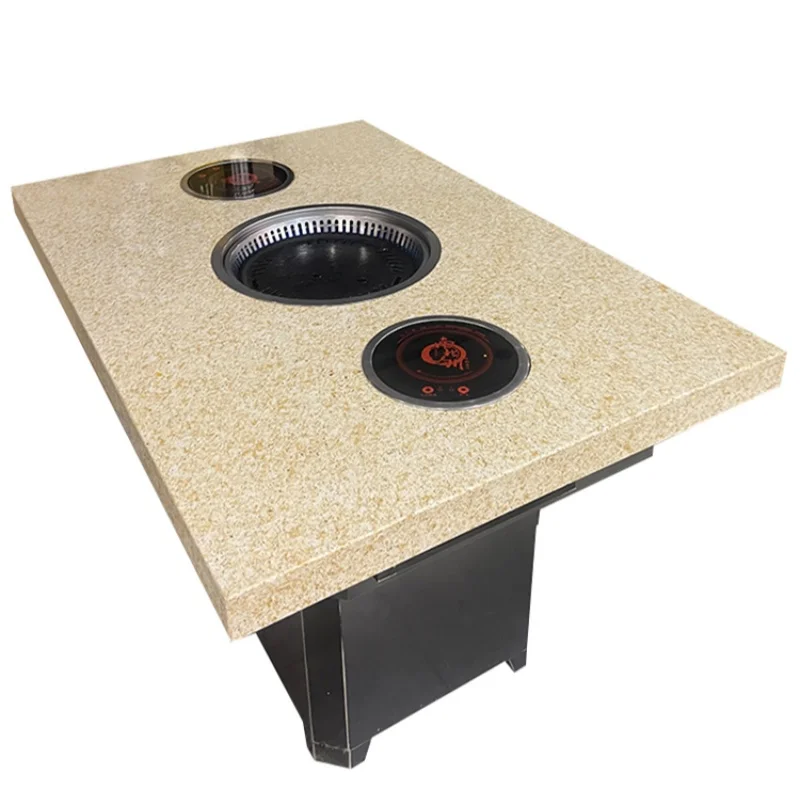 commercial restaurant quartz tables with grill for dining korean bbq sink barbecue dining table shabu shabu pot