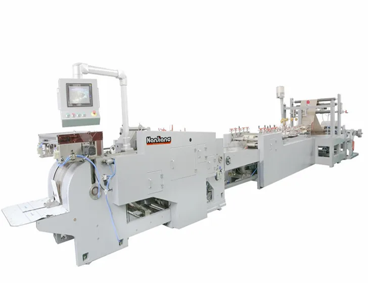 Nanjiang HD-330 Roll Fed Square Bottom making machine paper bags manual paste handle