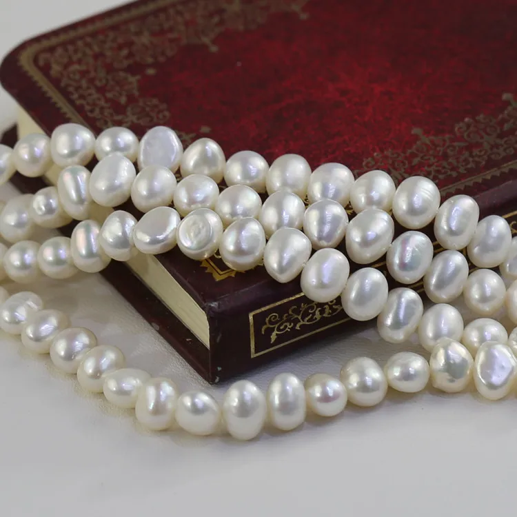6-7mm AA+ side drilled nugget wholesale freshwater river pearl strands beads baroque pearls wholesale