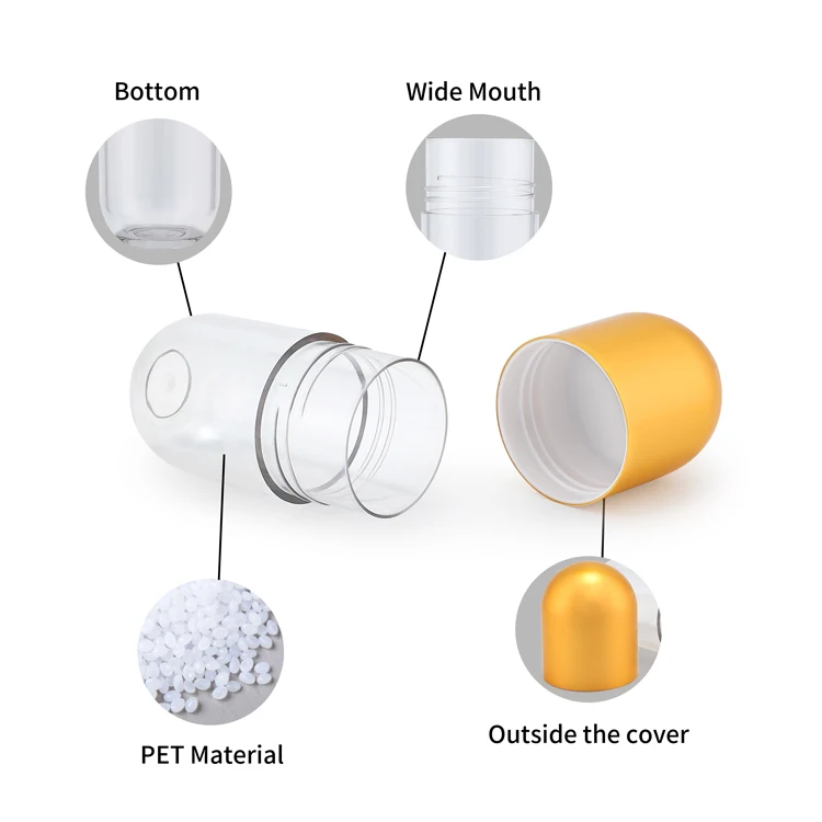 Custom 5ml 10ml 30ml 50ml 55ml 60ml 75ml pet capsule container transparent empty supplement vitamin capsule pill plastic bottle