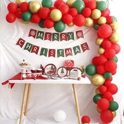 PAFU 12*15 MERRY CHRISTMAS Banner & Red and Green Christmas Balloon Chain Christmas Party supplies
